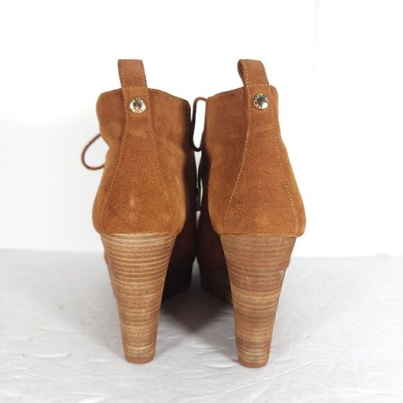 MICHAEL KORS Piece US 7,5M Brown Suede Lace Up Wedge Booties Ankle Boots - Picture 11 of 15